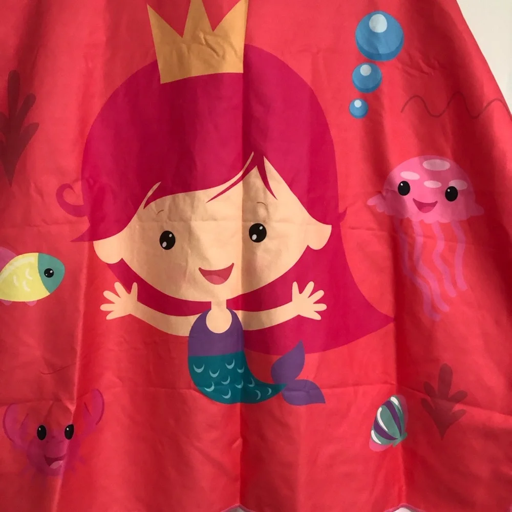 Beach towel microfiber towel cover‎ up with hood snap side closure mermaid NWOT